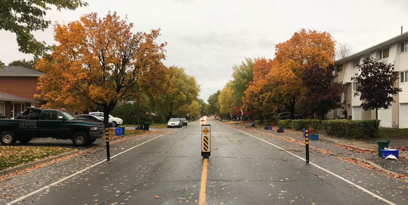Bornes flexibles temporaires pour modérer la circulation sur l’avenue Auger
